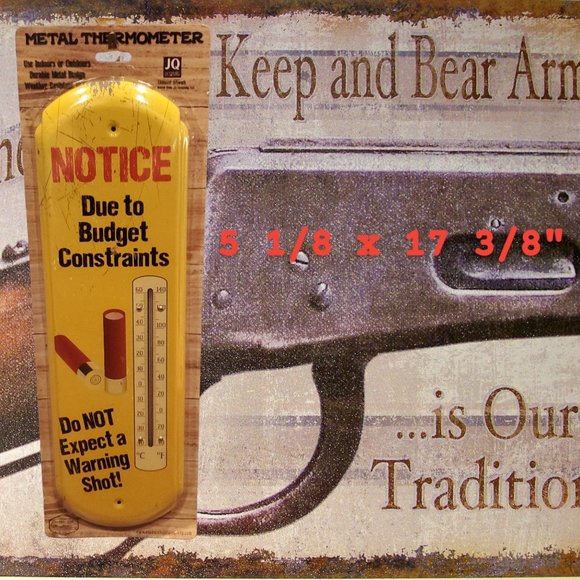 Warning - No Warning Shot - Retro Large Metal Thermometer - Indoor/Outdoor - Picture 1 of 6